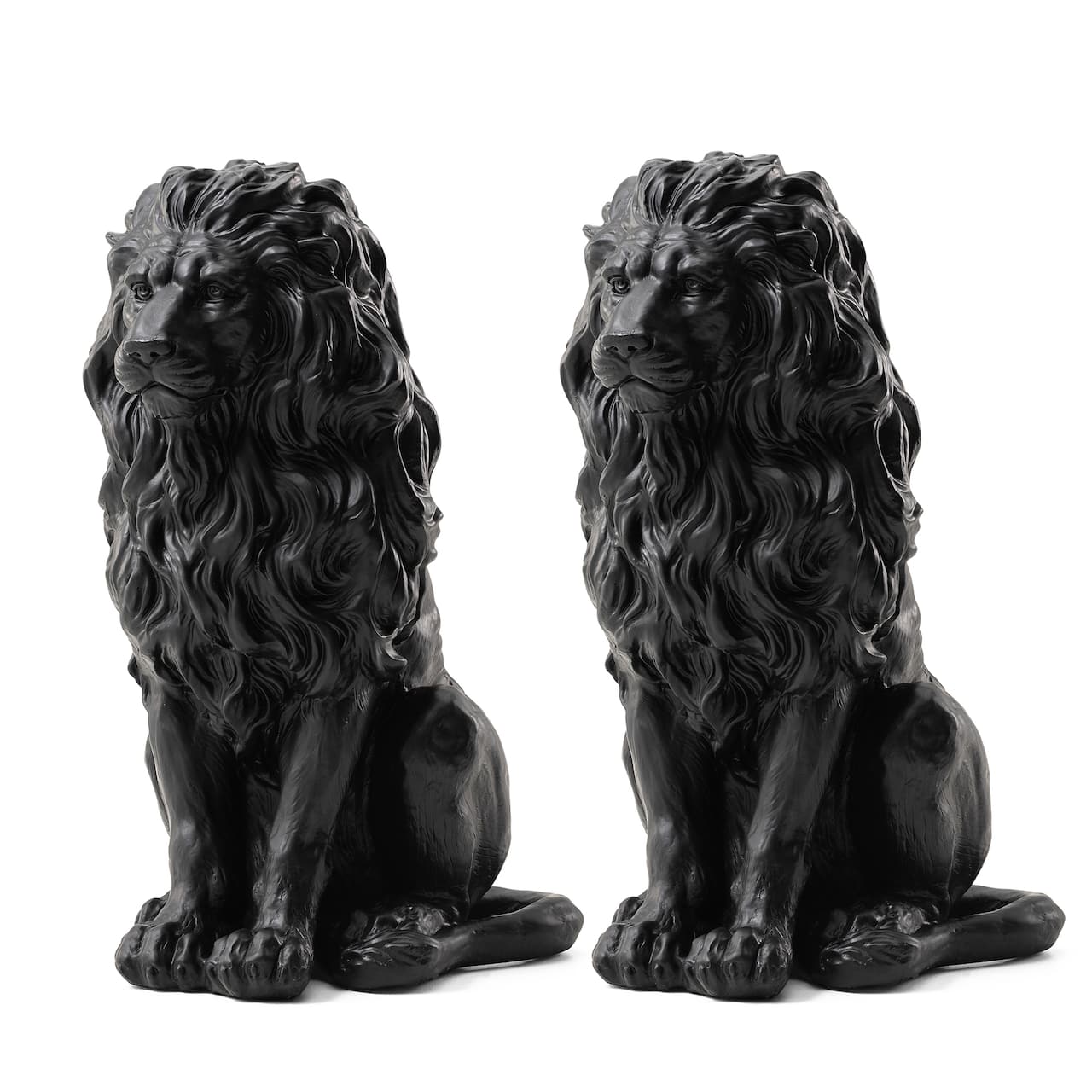 Glitzhome® 21" Black Sitting Lion Garden Statue
